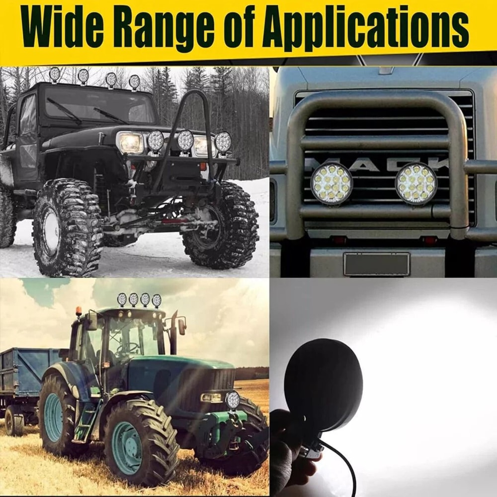 Round LED Work Lights For Trucks Off Road Tractors And ATVs 3