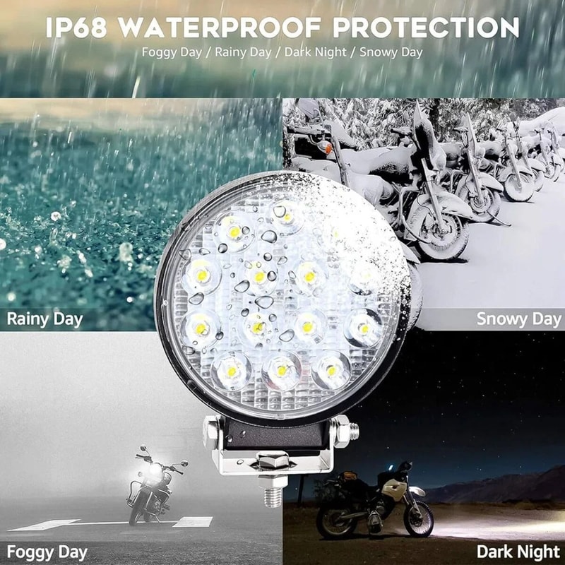 Round LED Work Lights For Trucks Off Road Tractors And ATVs 6