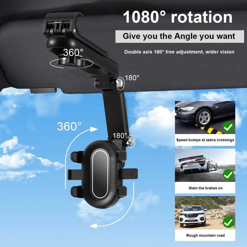 Rotating Sun Visor Car Phone Holder Retractable Universal Mount 11