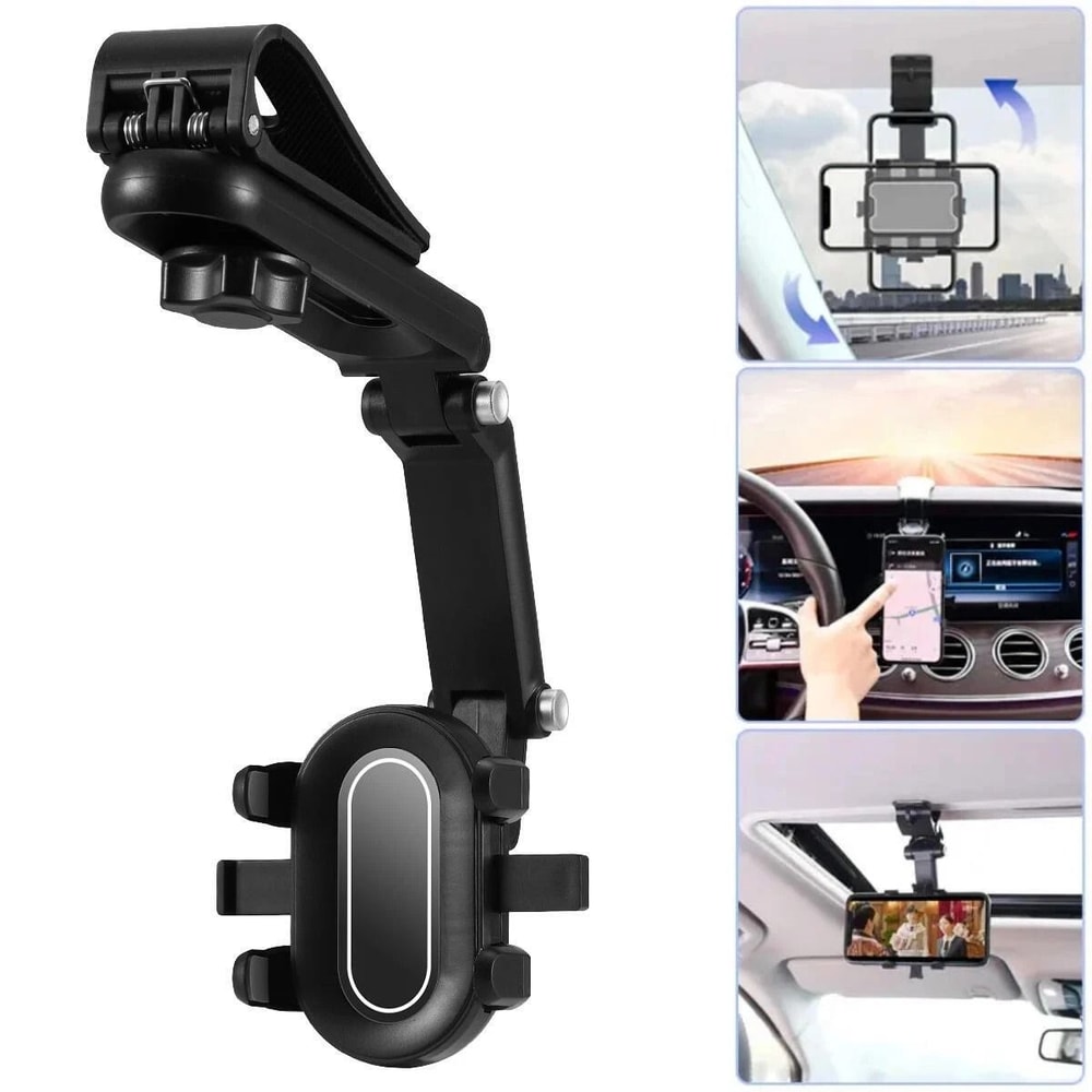 Rotating Sun Visor Car Phone Holder Retractable Universal Mount 12