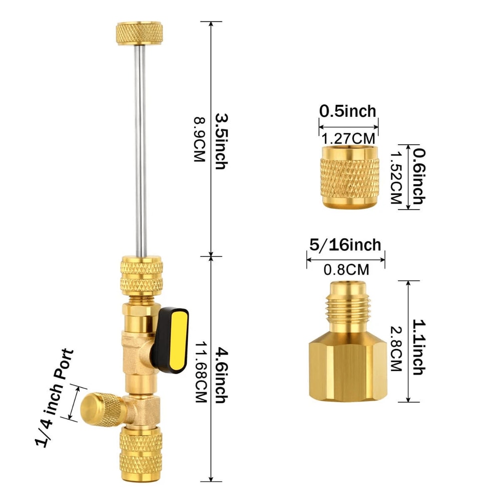 Dual Size AC Schrader Valve Core Remover HVAC Tool Kit 4