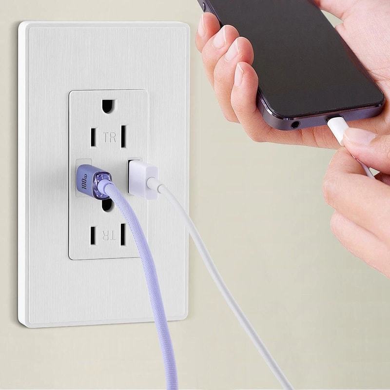 USB C Wall Outlet With AC Power Receptacle And Type A USB Charging Port 5