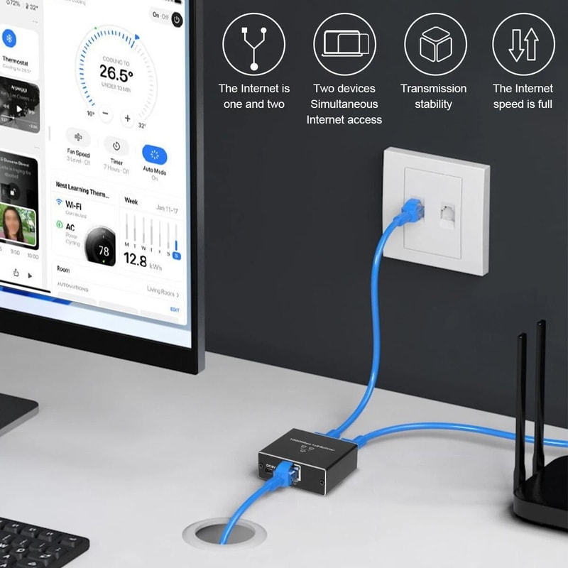 RJ45 Gigabit Ethernet Splitter LAN Adapter 11