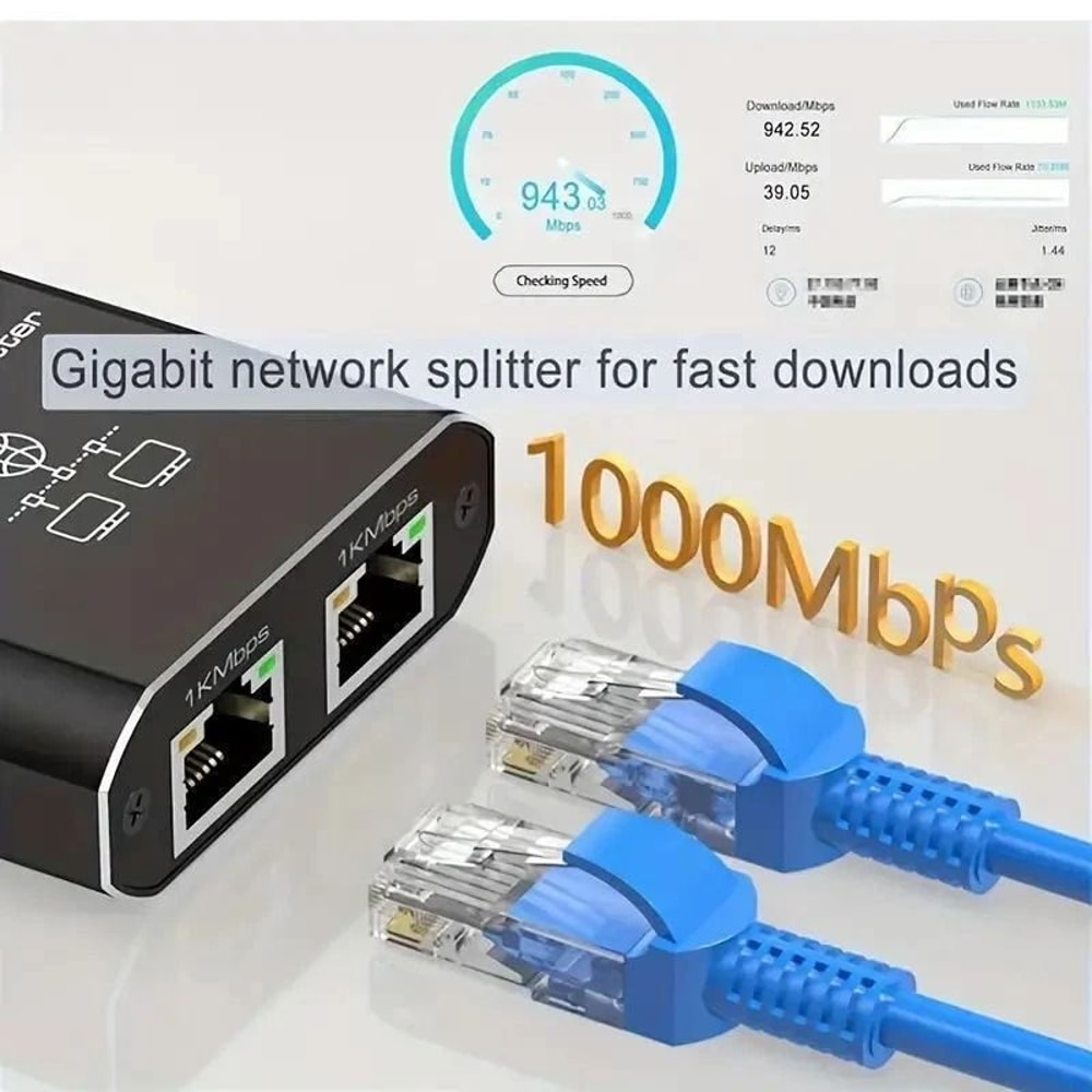 RJ45 Gigabit Ethernet Splitter LAN Adapter 5