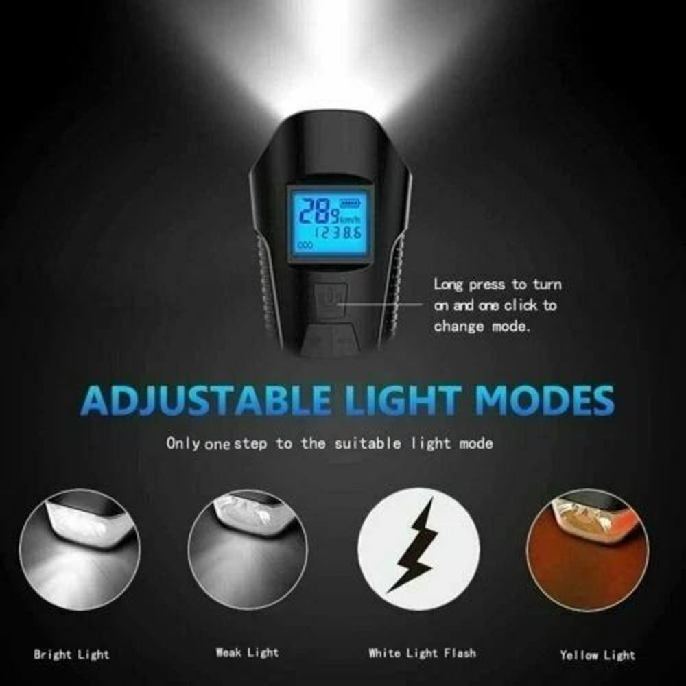 Rechargeable LED Bike Light Set With Horn And Speedometer 2