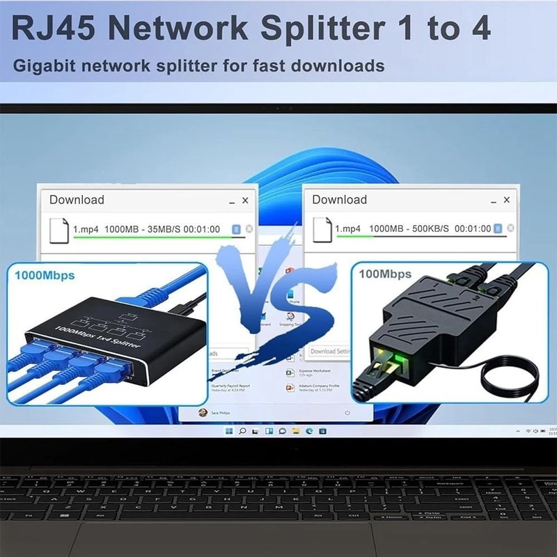 Gigabit Ethernet Splitter RJ45 LAN Network Adapter 10