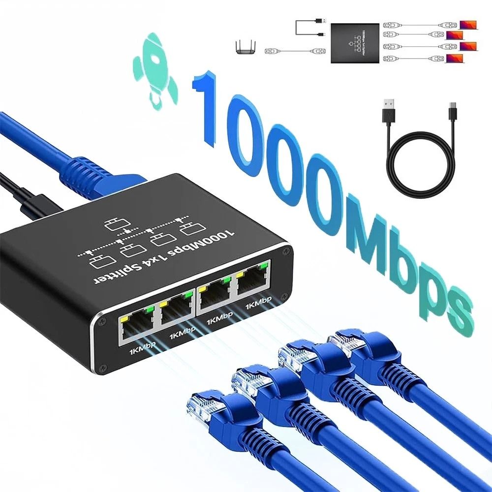 Gigabit Ethernet Splitter RJ45 LAN Network Adapter 12