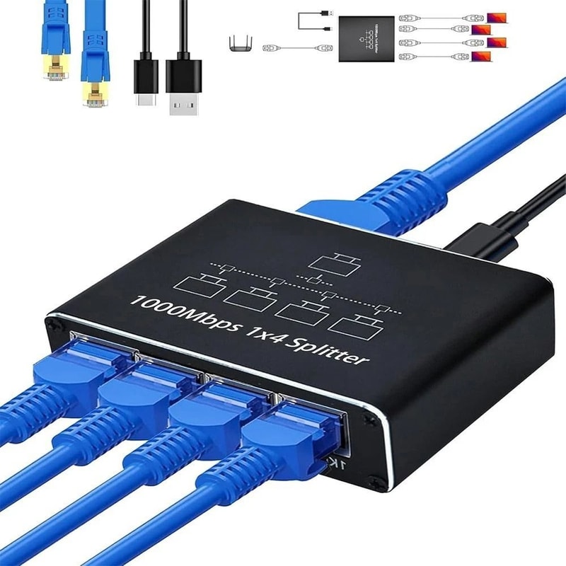 Gigabit Ethernet Splitter RJ45 LAN Network Adapter 2