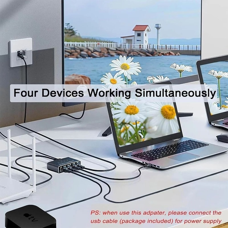 Gigabit Ethernet Splitter RJ45 LAN Network Adapter 8
