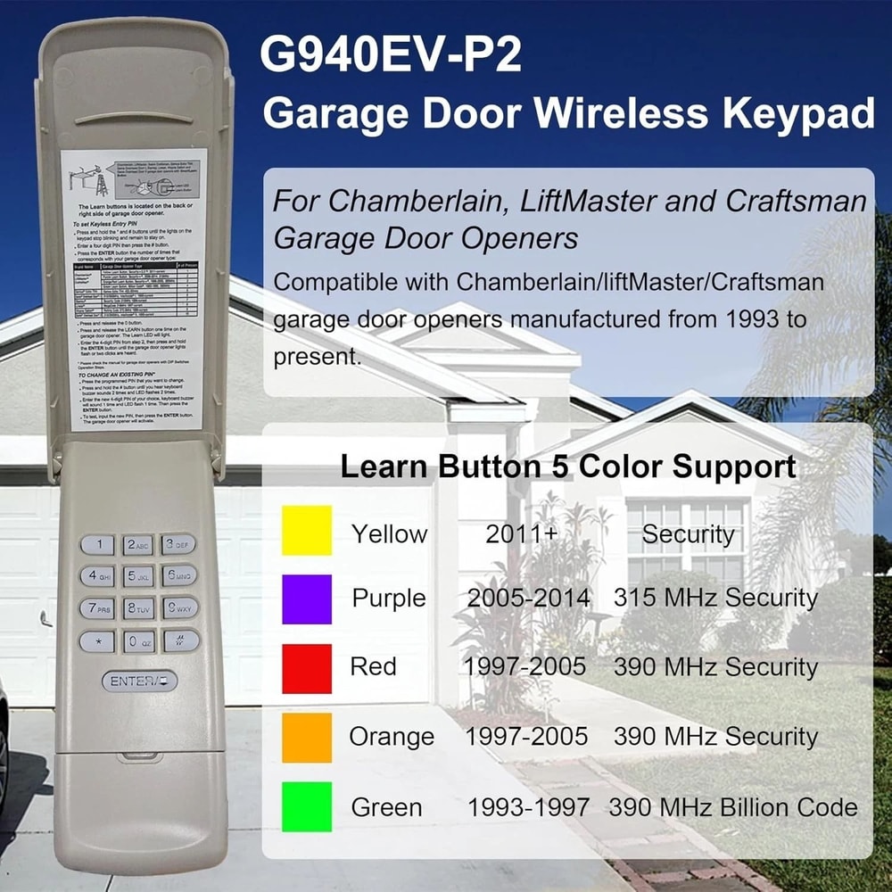 Universal Garage Door Opener Keypad Wireless Keyless Entry For Chamberlain LiftMaster 1