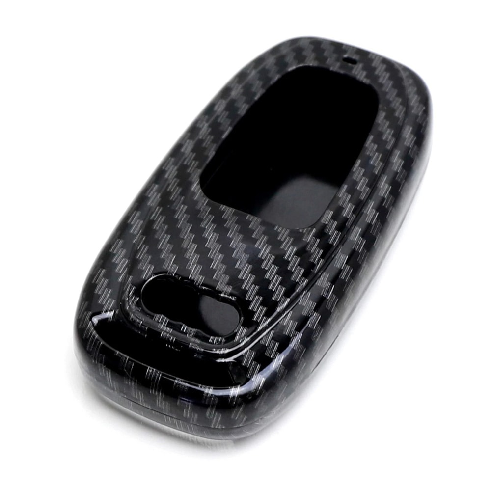 Glossy Black Audi Key Fob Shell Carbon Fiber Cover 2