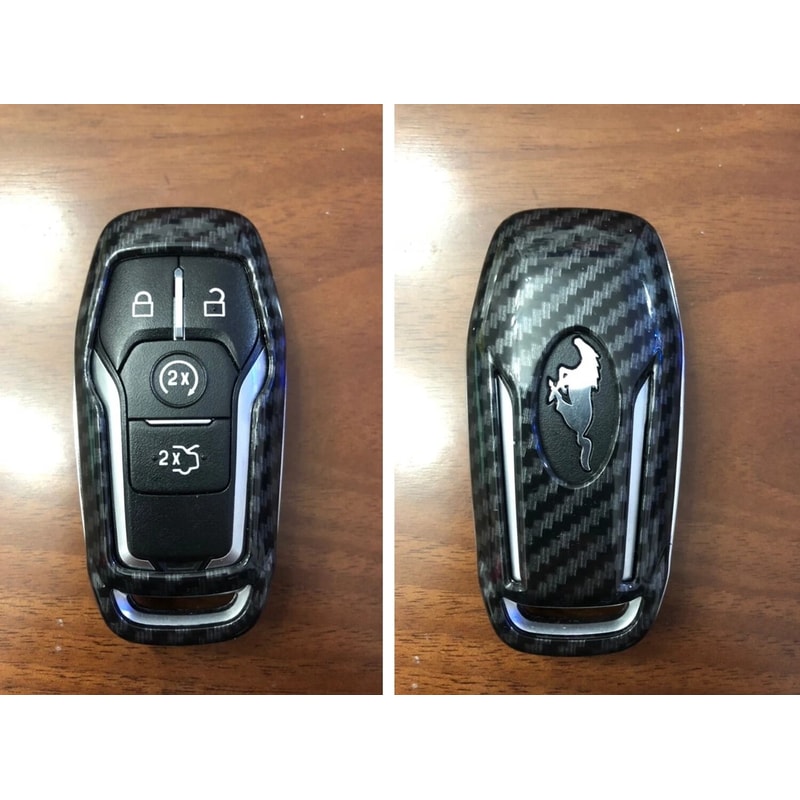 Glossy Carbon Fiber Key Fob Cover For Ford Lincoln Smart Key 1