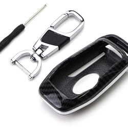glossy carbon fiber key fob cover for ford lincoln smart key