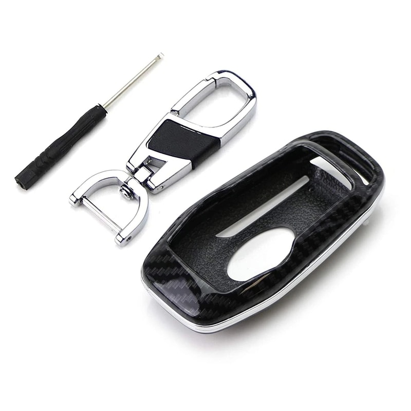 Glossy Carbon Fiber Key Fob Cover For Ford Lincoln Smart Key 0