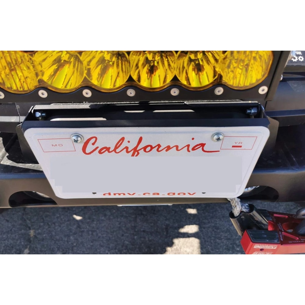 Flip Up Winch License Plate Bracket For Jeep Truck Roller Fairlead Mount 4