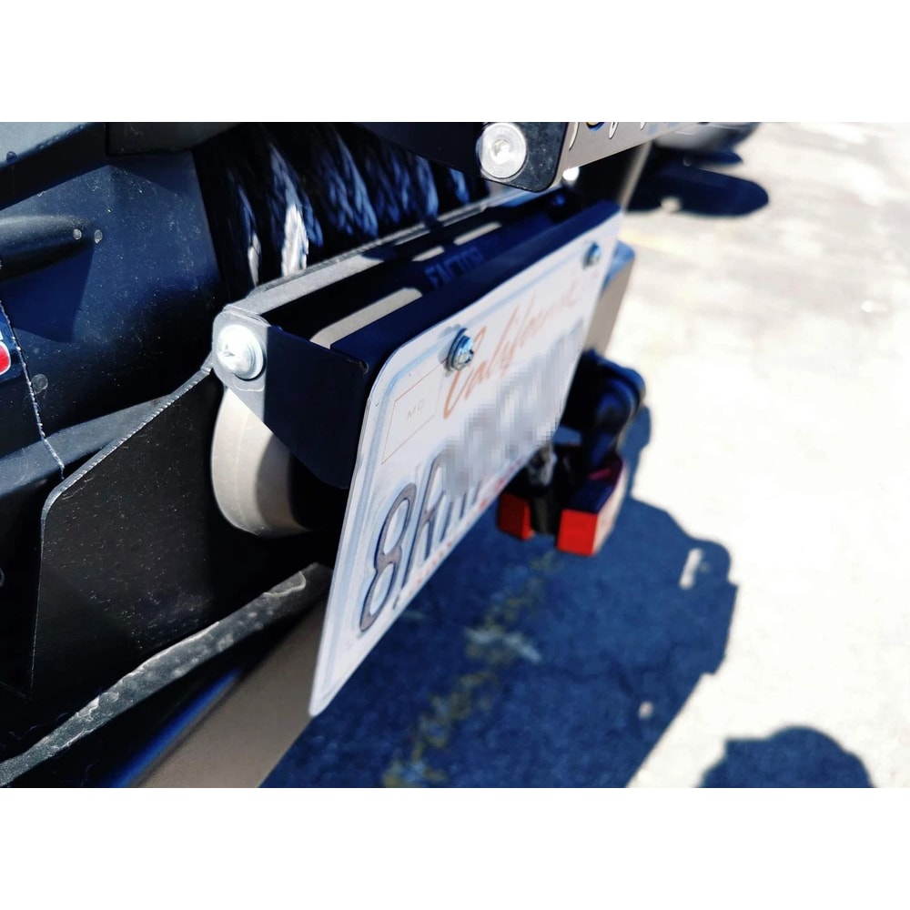 Flip Up Winch License Plate Bracket For Jeep Truck Roller Fairlead Mount 5