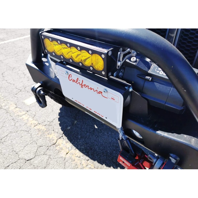 Flip Up Winch License Plate Bracket For Jeep Truck Roller Fairlead Mount 6