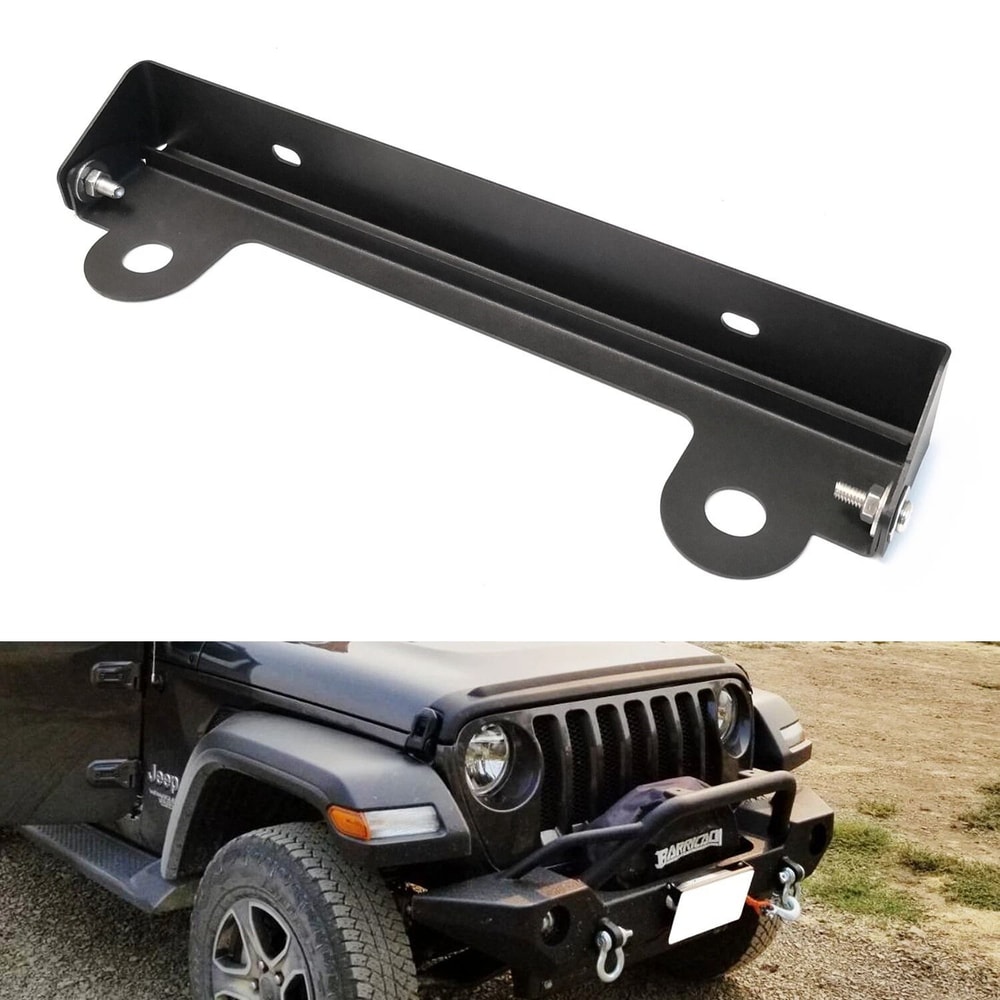 Flip Up Winch License Plate Bracket For Jeep Truck Roller Fairlead Mount 0
