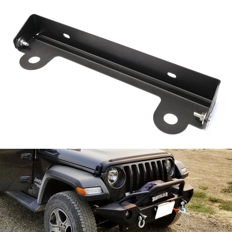 Flip Up Winch License Plate Bracket For Jeep Truck Roller Fairlead Mount 0