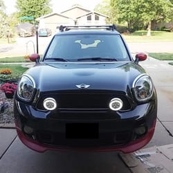 mini cooper led rally lights with halo drl ring black