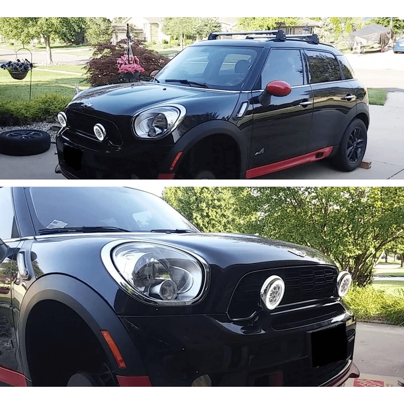 MINI Cooper LED Rally Lights With Halo DRL Ring Black 1