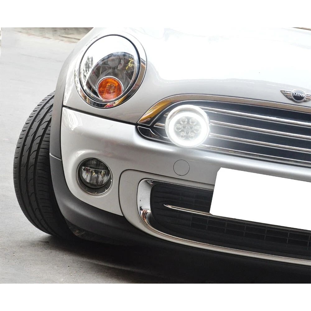 MINI Cooper LED Rally Lights With Halo DRL Ring Black 3