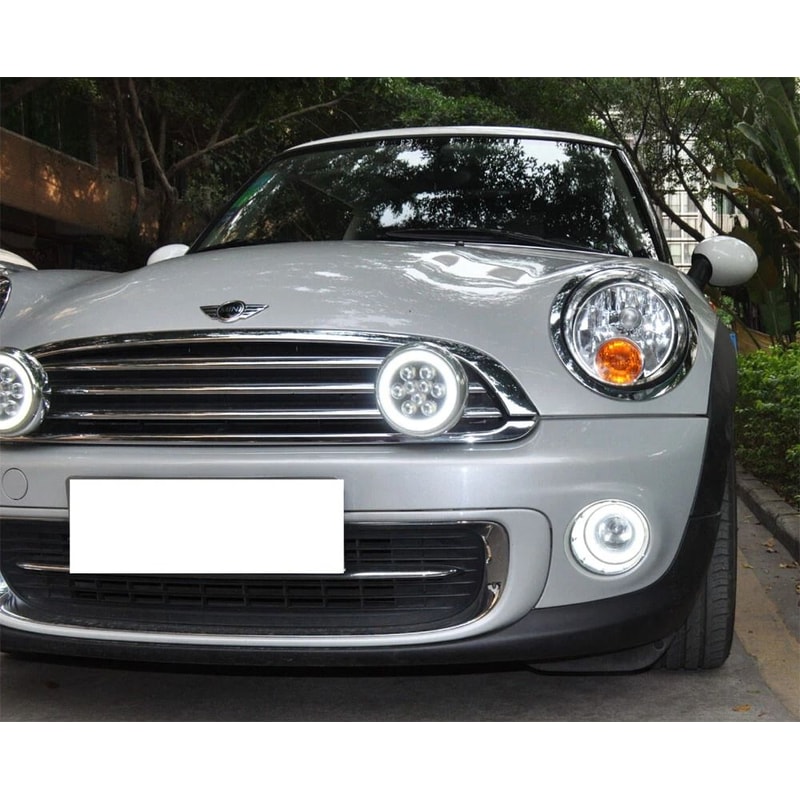 MINI Cooper LED Rally Lights With Halo DRL Ring Black 4
