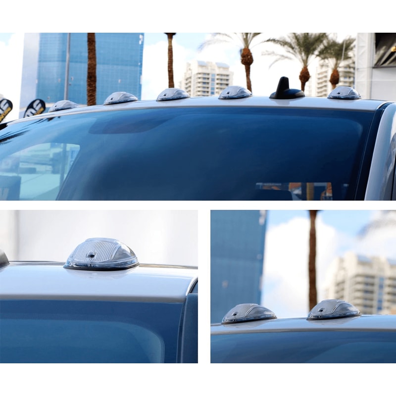 Clear Lens Amber LED Cab Roof Marker Lights For Truck SUV RV Van 4