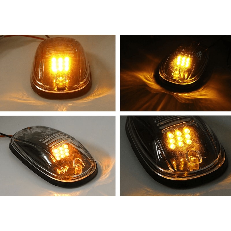Clear Lens Amber LED Cab Roof Marker Lights For Truck SUV RV Van 7
