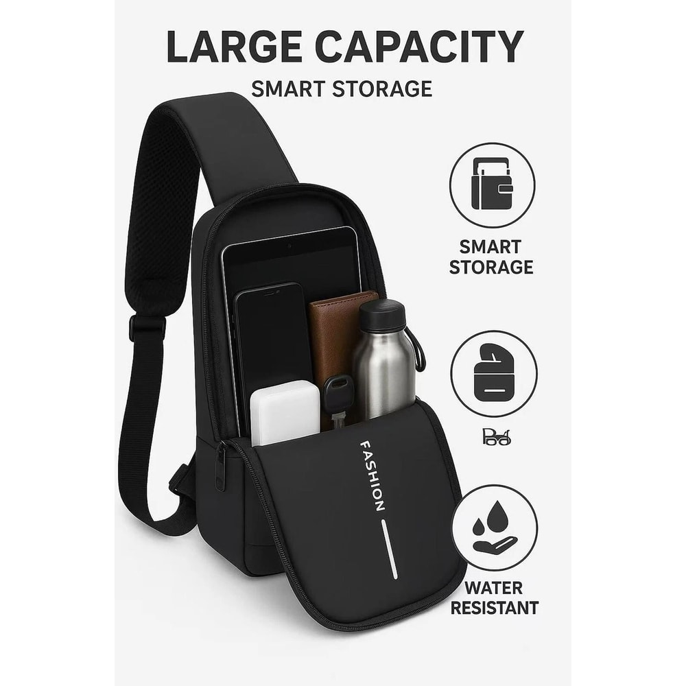 Waterproof Sling Bag With USB Port For Men 3