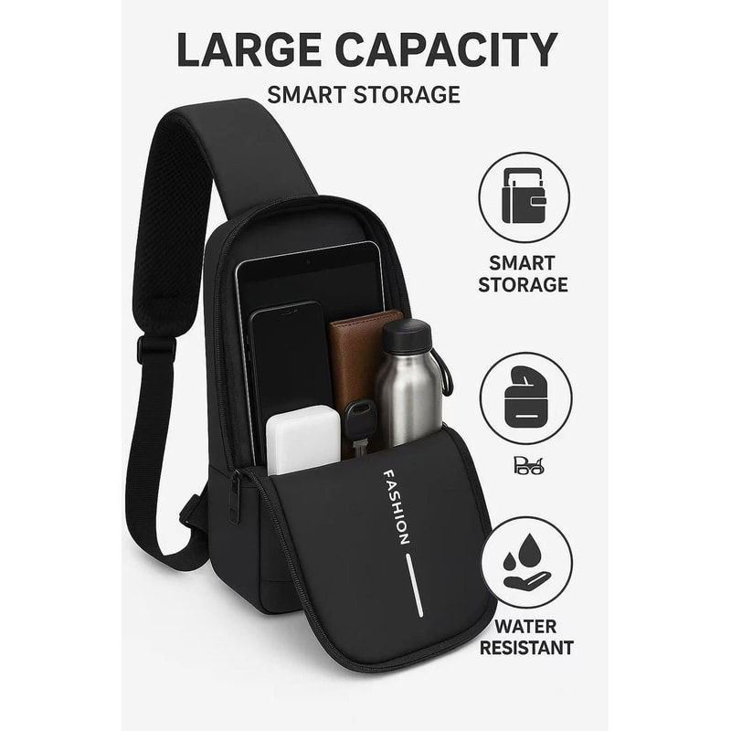 Waterproof Sling Bag With USB Port For Men 3