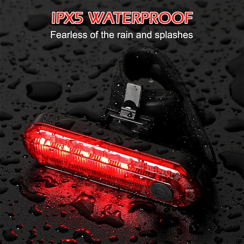 USB Rechargeable LED Bike Tail Light Rear Safety Warning Lights 3