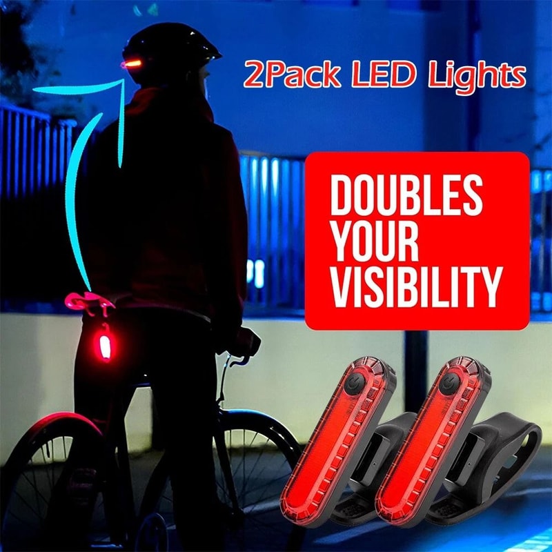 USB Rechargeable LED Bike Tail Light Rear Safety Warning Lights 6