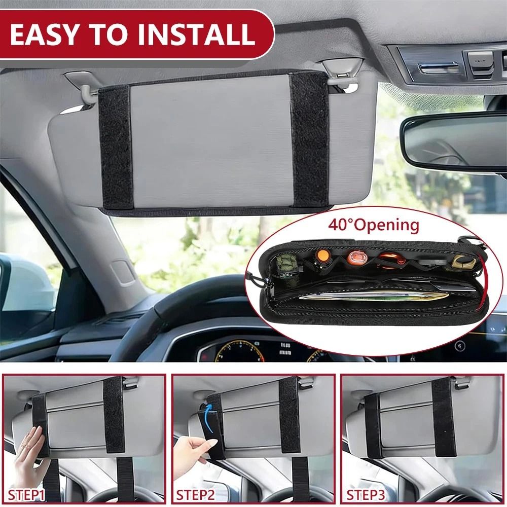 Tactical MOLLE Car Sun Visor Organizer With Zipper Pouch For SUVs 1