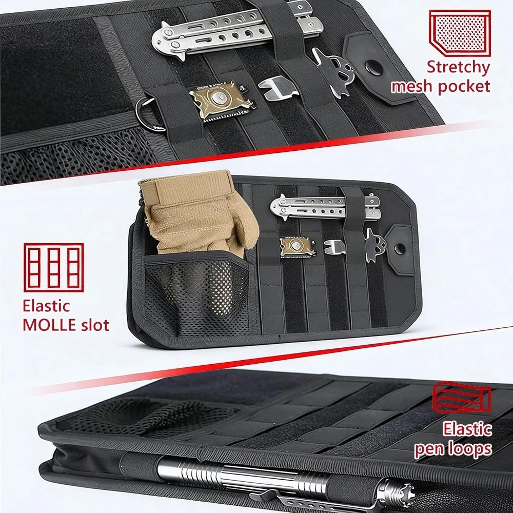 Tactical MOLLE Car Sun Visor Organizer With Zipper Pouch For SUVs 4