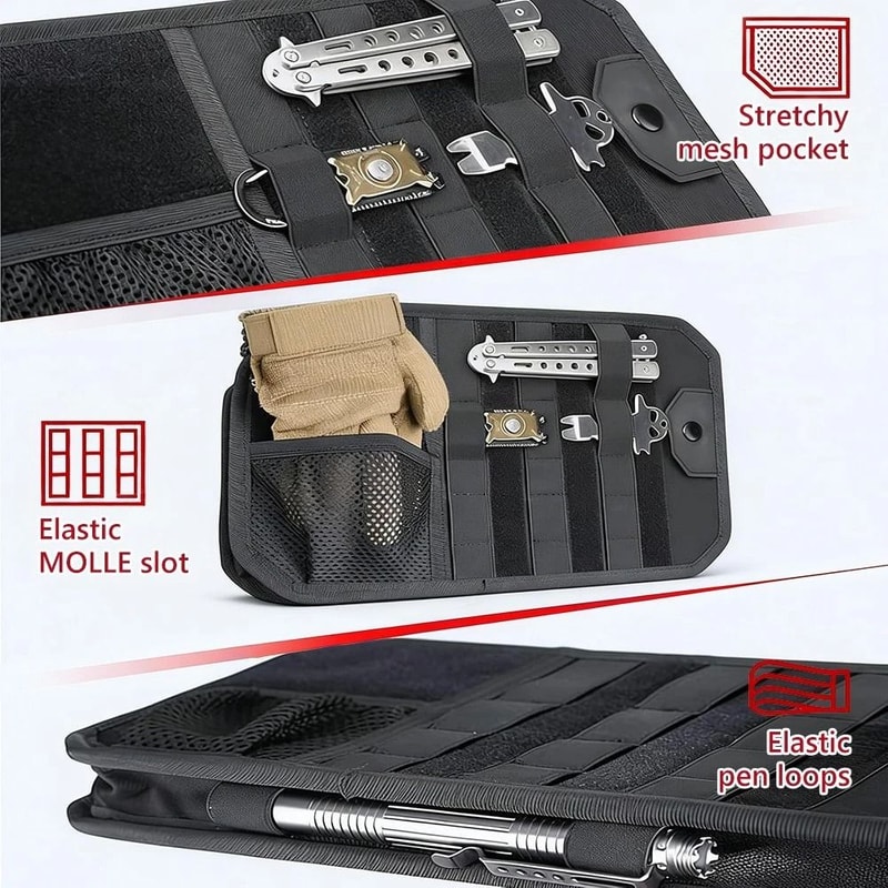 Tactical MOLLE Car Sun Visor Organizer With Zipper Pouch For SUVs 4
