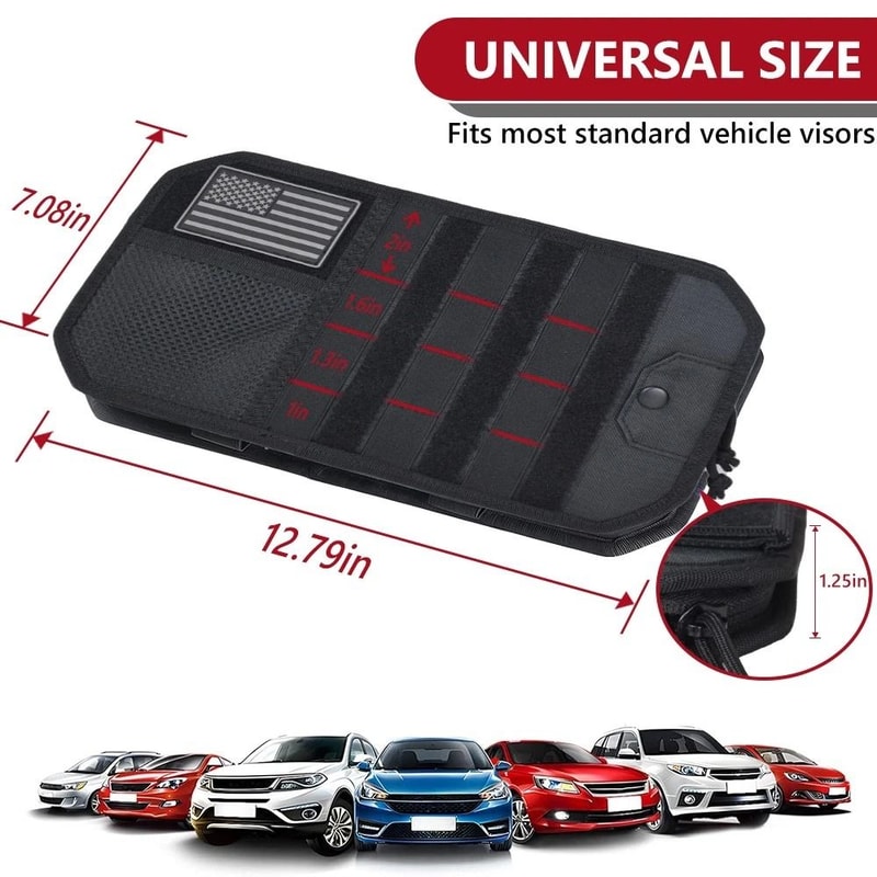 Tactical MOLLE Car Sun Visor Organizer With Zipper Pouch For SUVs 6