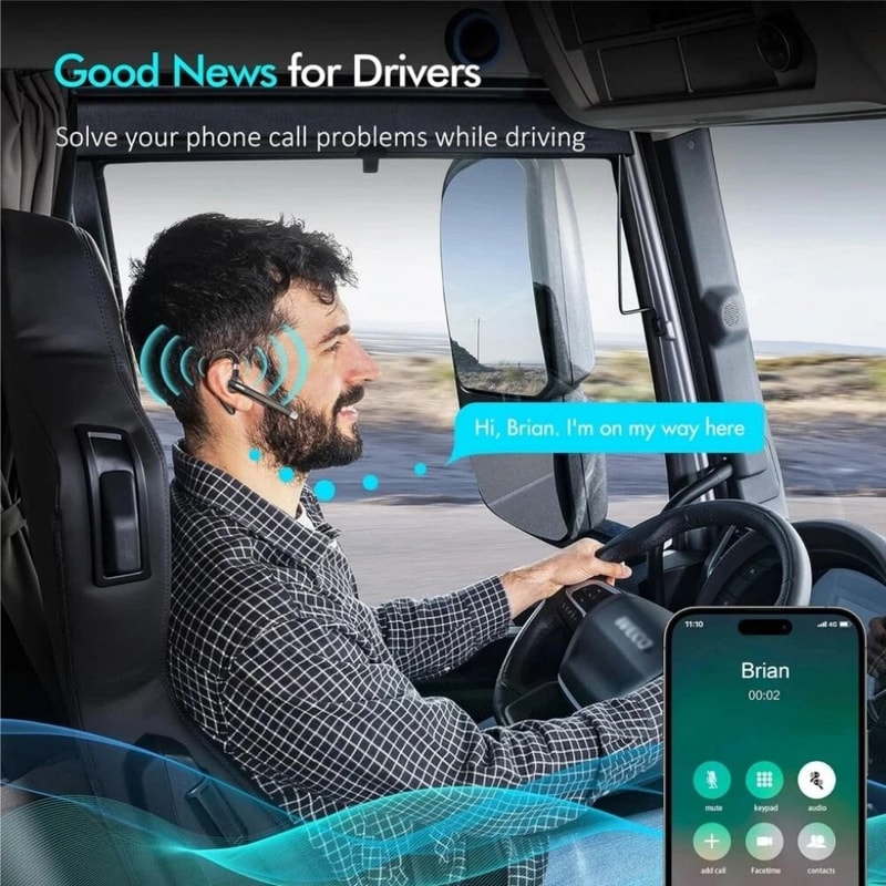 Trucker Bluetooth Headset With Mic Noise Cancelling Wireless Earpiece 5