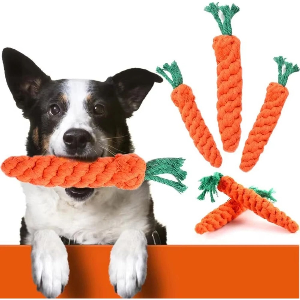 Carrot Rope Dog Toys For Puppy Teething And Dental Chew Play 1