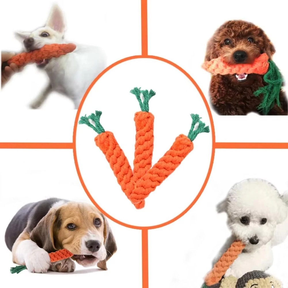 Carrot Rope Dog Toys For Puppy Teething And Dental Chew Play 3