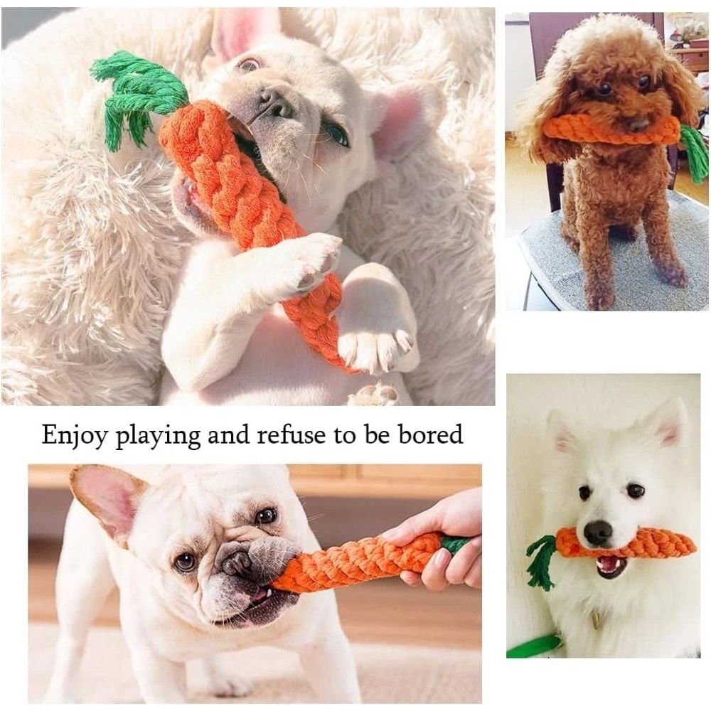 Carrot Rope Dog Toys For Puppy Teething And Dental Chew Play 6