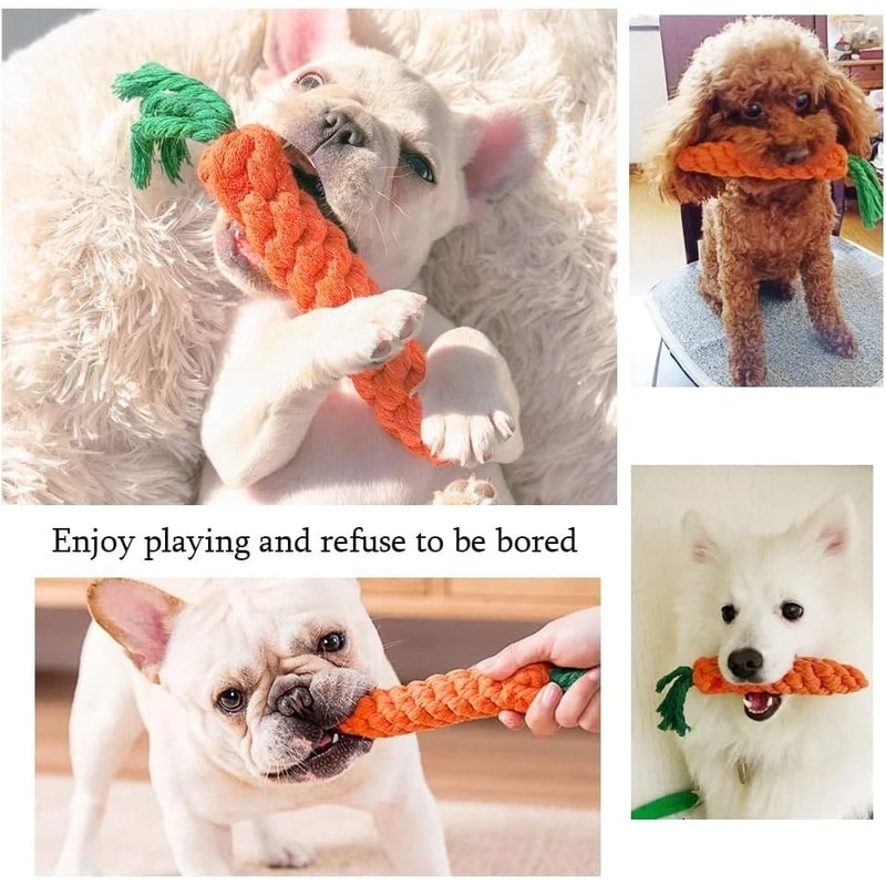 Carrot Rope Dog Toys For Puppy Teething And Dental Chew Play 6