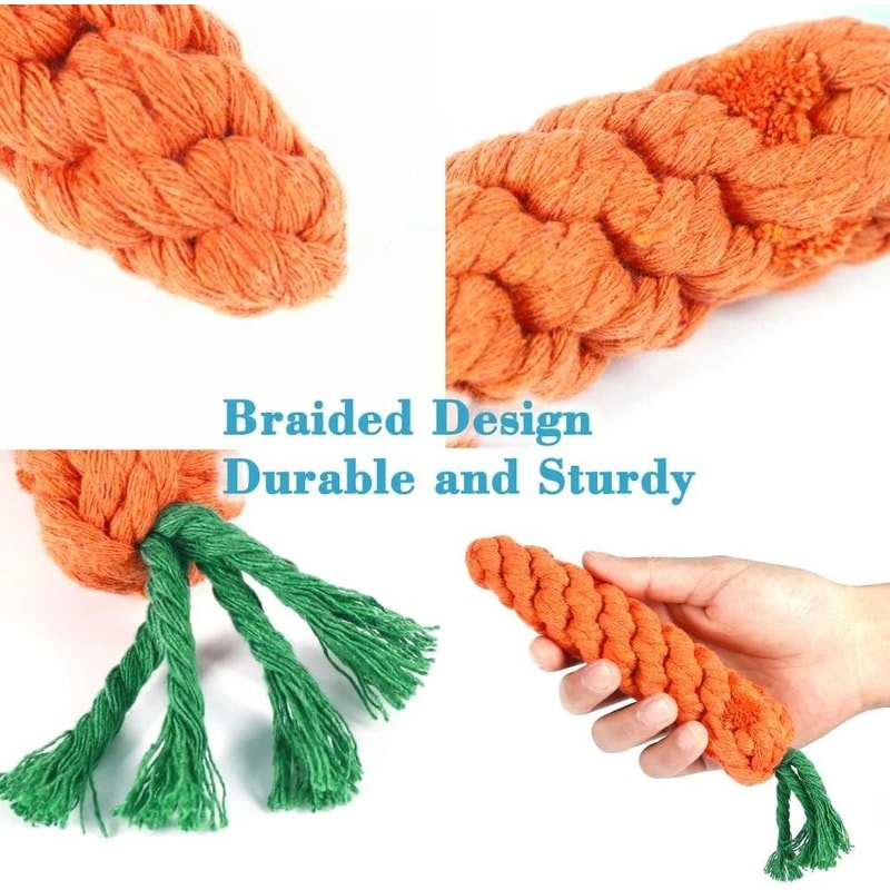 Carrot Rope Dog Toys For Puppy Teething And Dental Chew Play 9