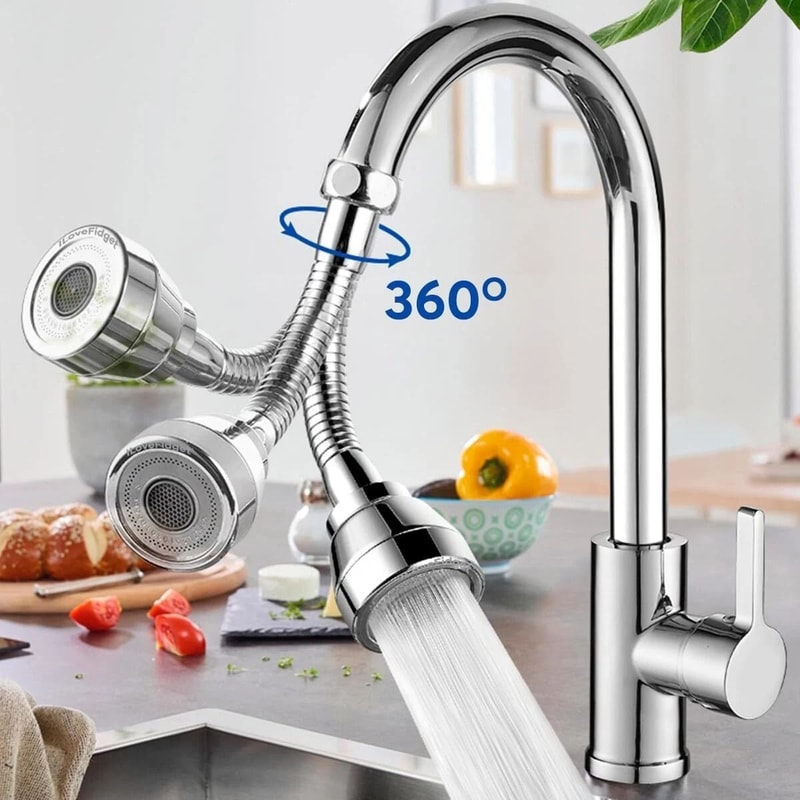 360 Rotating Water Saving Faucet Extender Sink Sprayer Aerator Nozzle 9