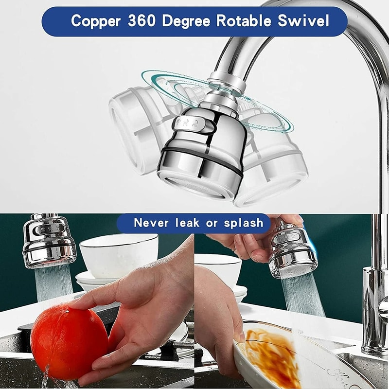 360 Rotating Water Saving Faucet Extender Sink Sprayer Aerator Nozzle 2