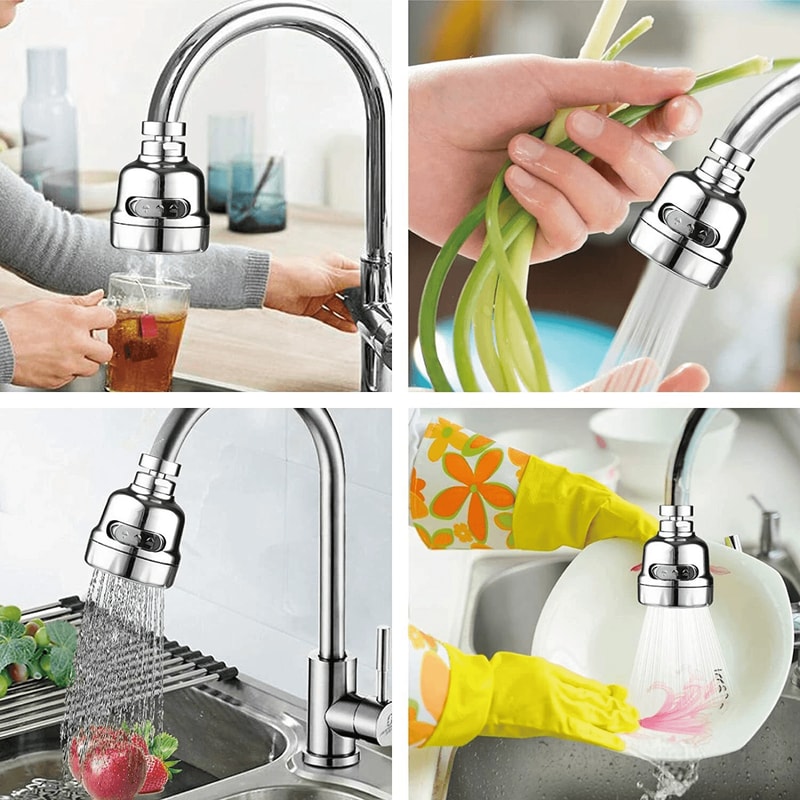 360 Rotating Water Saving Faucet Extender Sink Sprayer Aerator Nozzle 7