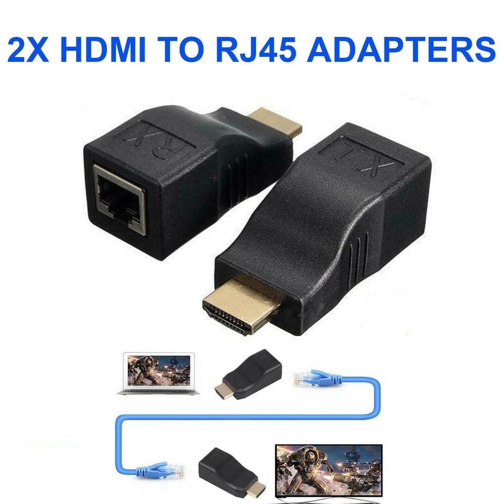 HDMI Extender To RJ45 Cat5e Cat6 Ethernet Adapter Kit 5