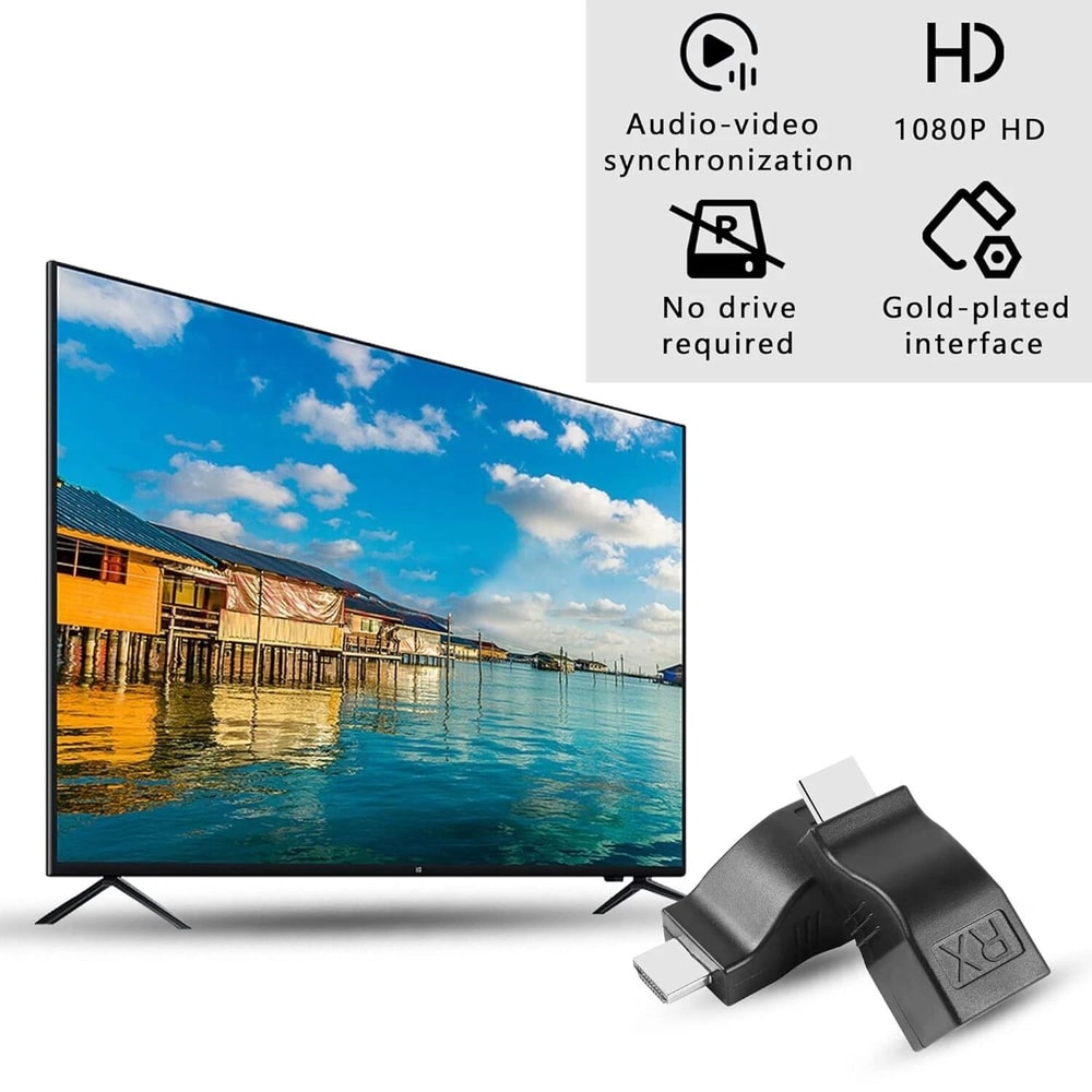 HDMI Extender To RJ45 Cat5e Cat6 Ethernet Adapter Kit 8