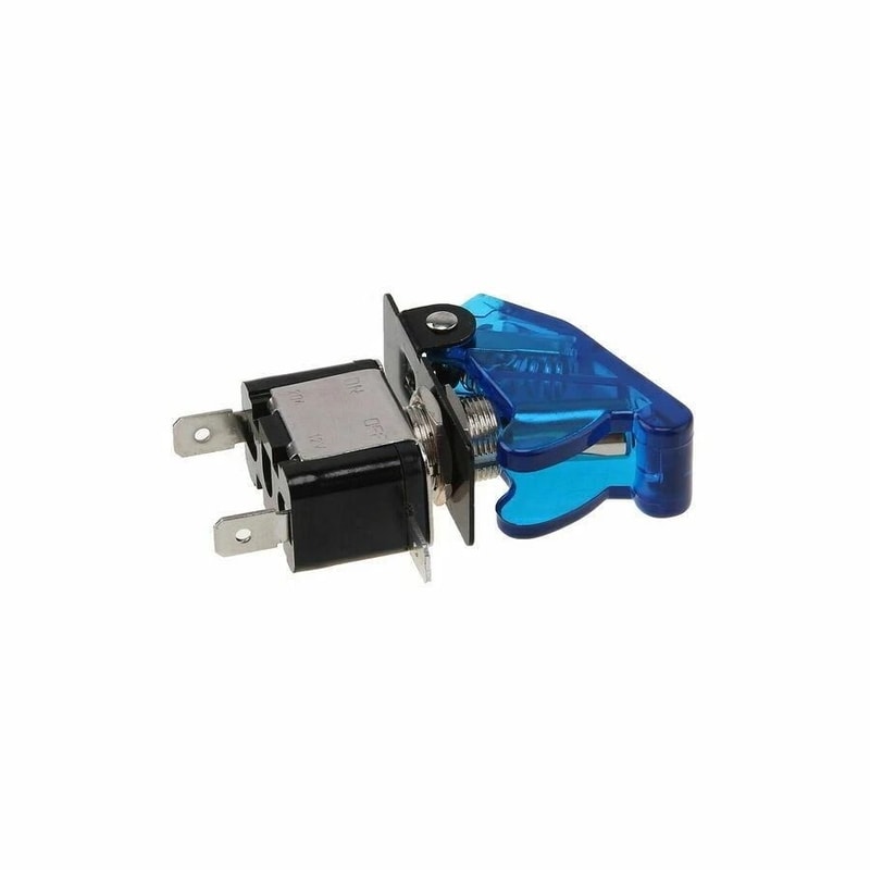 Blue LED Toggle Switch With Safety Cover SPST ON OFF 2