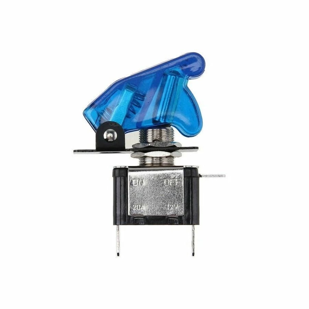 Blue LED Toggle Switch With Safety Cover SPST ON OFF 4